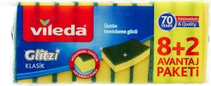 161919 Düz Hijyenik Bulaşık Süngeri, 8+2'li Promosyon Paket, Yeşil