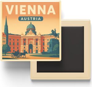 Viyana Avusturya - Hofburg Sarayı - Baskılı Buzdolap Magneti Kare 9x9 cm