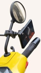Vespa, Arora Cappuccino, Lambretta, Peugeot Modelleri ile Uyumlu Magsafe ile Uyumlu Telefon Tutucu – Ayna Demirine ve Gidona Takılabilir, 360° Döner | QL10