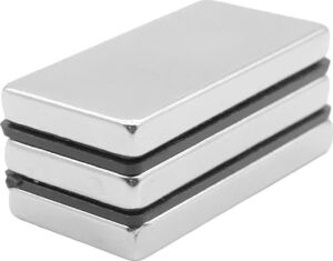 2 Adet 40X20X5MM Neodyum Magnet Güçlü N35 Mıknatıs Köşeli Nikel Kaplama
