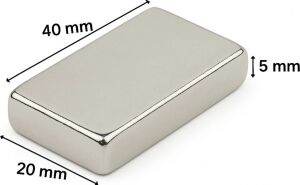2 Adet 40X20X5MM Neodyum Magnet Güçlü N35 Mıknatıs Köşeli Nikel Kaplama