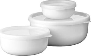 Lumina Saklama Kutusu, 3 Parçalı Set, Buzdolabı, Derin Dondurucu, Buharlı Pişirme ve Mikrodalga Fırın Için Kapaklı Saklama Kapları, 250 Ml, 750 ml ve 1500 ml – Beyaz