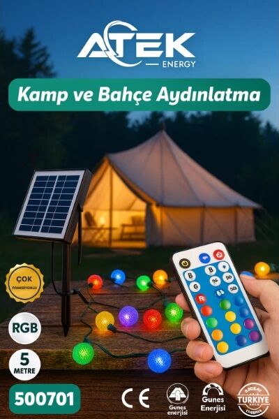 Rgb Güneş Enerjili Boncuk Kamp ve Bahçe Aydınlatma