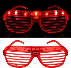LED Işıklı Panjur Parti Gözlüğü Kırmızı Renk Shutter Gözlük