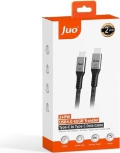 USB 4.0 240W 40GBPS Thunderbolt 4 8k 60Hz Usb-C Görüntü Aktarım ve Type-C Hızlı Şarj ve Data Kablosu 1 Metre