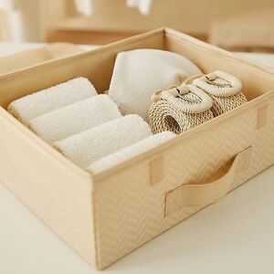 2'li Bej Balıksırtı Kapaklı Kutu Set 30 x 23 x 11 cm