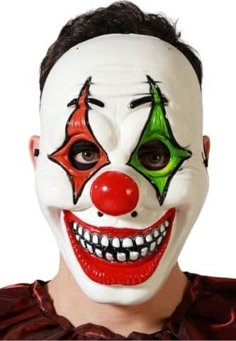 Cadılar Bayramı Halloween Maske Palyaço Kırmızı Yeşil