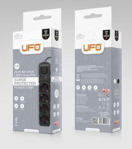 Yeni 4lü Akım Korumalı Grup Priz 1,5 Metre Bakır Kablolu, 5V 2,4A USB ve Type-C ile Şarj, Anahtarlı Topraklı Priz, Sürekli Koruma, 16A 250V, Max 3500W Aşırı Yük Koruması, 1,5m. Siyah Renk