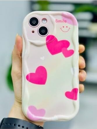 Iphone 15 ile Uyumlu Smile Kalp Baskı Desenli Silikon Kılıf