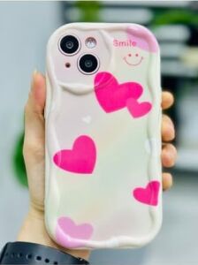 Iphone 15 ile Uyumlu Smile Kalp Baskı Desenli Silikon Kılıf