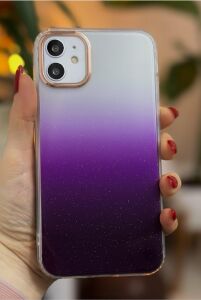 Iphone 11 ile Uyumlu Şeffaf Ombre Model Şeffaf Simli Silikon Kılıf