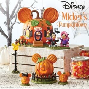 Department 56  Village Cadılar Bayramı Aksesuarları Pumpkintown Mickey Mouse Town Center Işıklı Heykelcik, 10 Cm, Çok Renkli