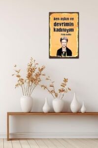 Ben Aşkın ve Devrimin Kadınıyım Retro Vintage Ahşap Mdf Tablo