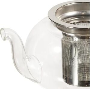 Cam Bitki Çayı Demliği 600 ml - Çelik Süzgeçli Demlik