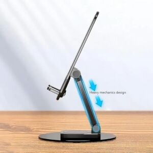 HT-A10 Masaüstü Telefon Tablet Tutucu Stand Taşınabilir Portatif Metal Taban 360 Derece Dönebilir
