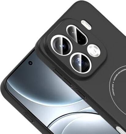 Oppo Find X9 Pro ile Uyumlu M-Safe Şarj Özellikli Kamera Korumalı Elio Sert Pc Kapak Ultra Ince Mat Yüzey Manyetik Şarj Destekli Koruyucu Find X9 Pro Için Kılıf Siyah
