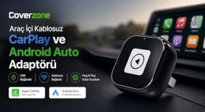 Araç Içi Kablosuz Carplay ve Android Auto Adaptörü USB Bağlantılı Bluetooth ve Wifi Destekli Plug & Play Kolay Kurulum Ios ve Android Uyumlu Araç Multimedya Dönüştürücü | ZR1259