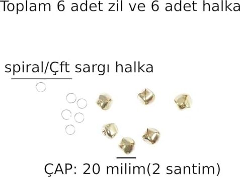 Yılbaşı Ağaç Süs Hobi Zilli Çok Amaçlı Etkinlik Doğum Günü Zil Dekoratif Kedi Köpek Büyük Zili 6 Adet Zil Çap 2 Santim