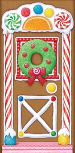 Beistle Baskılı Plastik Zencefilli Ev Kapı Kapağı Kapalı/dış Mekan Noel Partisi Süslemeleri, 76 x 132 Cm, Çok Renkli