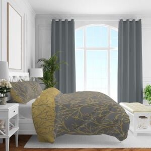 Düz Pamuk Saten Nevresim Setleri, Sarı, Queen Size