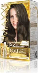 Serisi 24K Altın Parçacıklı Serum ile 1 Kutu 2 x 50 ml ve Geliştiriciler Saç Boyası (Yoğun Küllü Kumral 7.11)