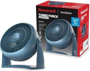 Honeywell Turboforce Turbo Vantilatör HT900NE4 Sessiz Soğutma, 90 Dereceye Kadar Ayarlanabilir Eğim Açısı, 3 Hız Ayarı, Duvara Montaj, Masa Vantilatörü - Mavi