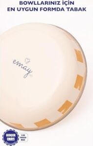 Beige Emaye Bowl Tabağı - Bowl Kase - Salata Kasesi - Sunum Kasesi