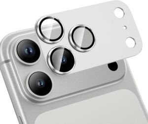 Kamera Lens Koruyucu Için iPhone 17 Pro Max 6.9 Inç, Tam Kapsamlı 9h Temperli Cam Halkalı Kapak, Mat Metal Plaka, Kılıf Dostu, 1 Paket (Gümüş, iPhone 17 Pro Max)