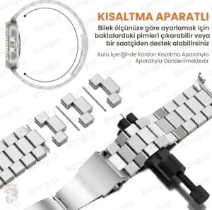Galaxy Watch 8 44MM/40MM/CLASSIC 46MM ile Uyumlu Çelik Kordon [kısaltma Aparatlı] Paslanmaya Dayanıklı Katlanır Tokalı Bakla Model  Watch 8 Kordon