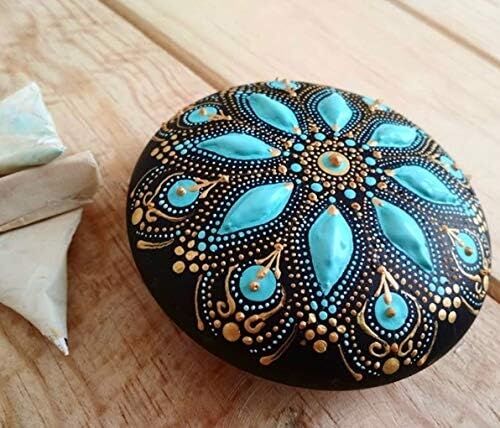 Mandalart Fabric Dot Taş Görünümlü Ahşap 10 * 10 cm