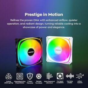 RX120 Pro Argb Pwm 120MM Fan 3'lü Paket, Üst Düzey, Ters Bıçak, 360° Argb Aydınlatma, Tüfek Yataklı, Sessiz Düşük Gürültülü, 600–1600 Rpm, Fan Göbeği Dahil, Reverse Fan, Siyah Renk