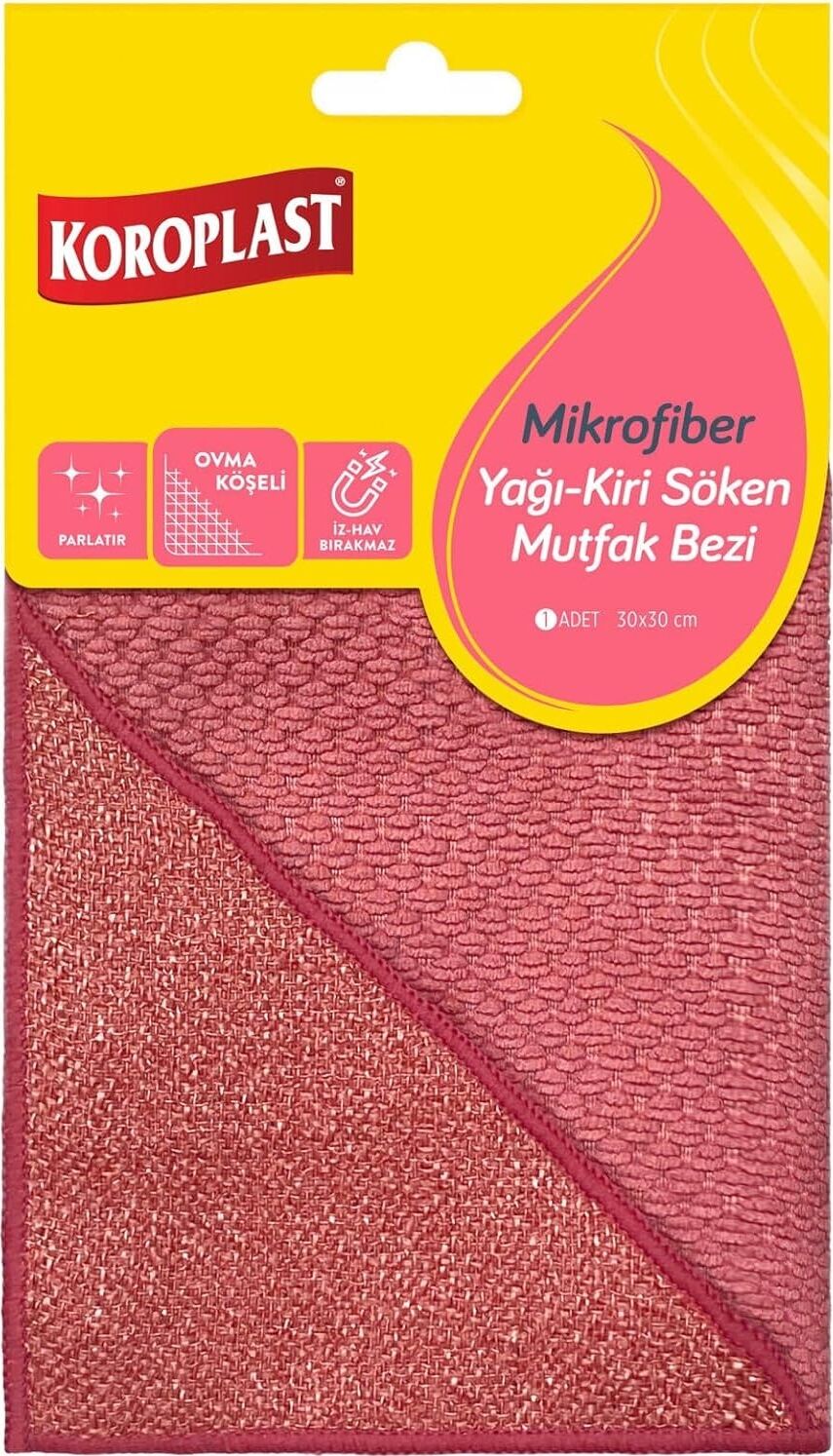 Mikrofiber Yağ & Kir Sökücü Mutfak Bezi Tekli, Çift Taraflı Hızlı Kuruyan Mikrofiber Mutfak Temizlik Bezi 30X30 Cm, Tüy ve Çizik Bırakmayan Ev, Ocak ve Fırın Için Yağ ve Kir Sökücü Tasarım
