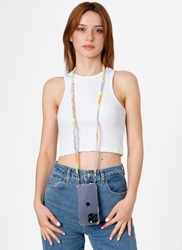 Hippi Daisy Rengarenk 110 cm El Örgüsü Telefon ve Çanta Askısı