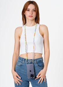 Hippi Daisy Rengarenk 110 cm El Örgüsü Telefon ve Çanta Askısı