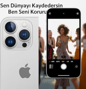 iPhone 15/15 Plus Kamera Lens Koruyucu, Safir, Kolay Kurulum, Alüminyum Alaşım Çerçeveli 9h Sertliğinde Cam Lens, Silver