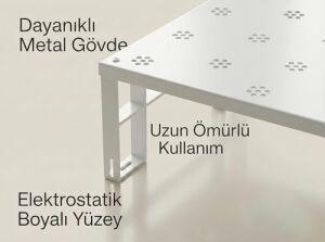 3'lü Dolap Içi Düzenleyici Raf - Mutfak Dolabı ve Tezgah Üstü Raf Yükseltici - Tabak, Bardak ve Baharat Organizeri - Beyaz