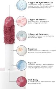 Cream Co. Allık Ruj Göz Farı Glow Tint Rich, Nemlendirici Makyaj, 502 Bordo, Hyaluronik Asit Peptit