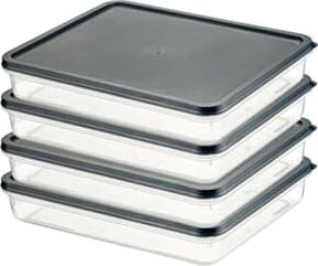 4 Adet Buzdolabı Organizeri – Pp Plastik Şeffaf ve Ayarlanabilir Saklama Kabı, Gıdaları Taze Tutan Fresh Box, Çok Amaçlı,mikrodalga ve Bulaşık Makinesi Uyumlu (Gri, 2600 Ml)