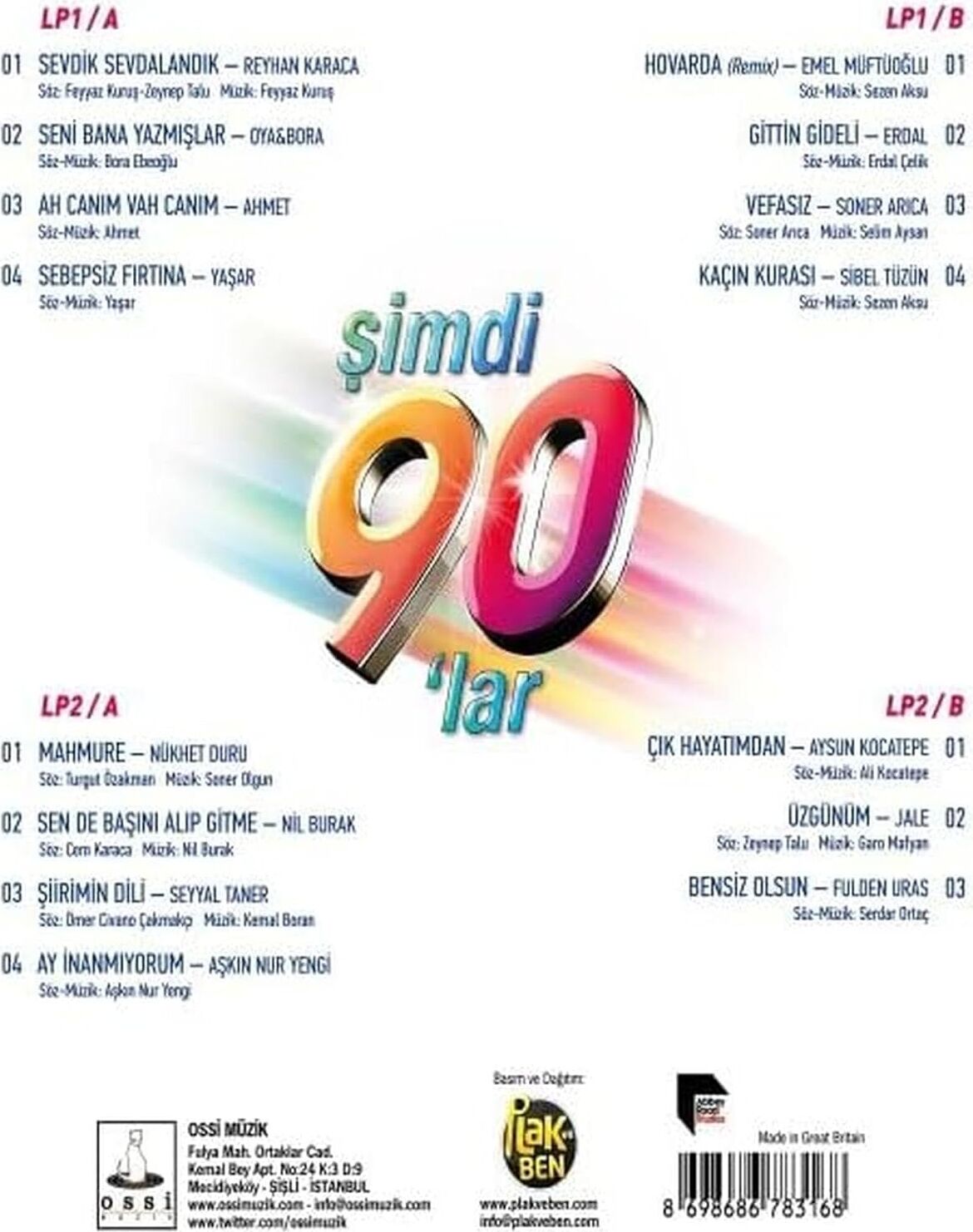 My Yonca Çeşitli Sanatçılar Şimdi 90'lar - Plak - 2 Lp / 2 Plak