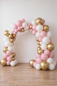 Krom Gold, Pastel Beyaz ve Makaron Pembe Temalı Balon Seti