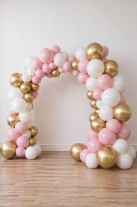 Krom Gold, Pastel Beyaz ve Makaron Pembe Temalı Balon Seti