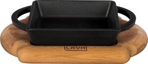 Lava, Pişirme Kabı, Lv Eco P Tv 1212 K4, Kare Teller ve Ahşap Altlık, Ölçüler 12 x 12 Cm, Dökme Demir, Siyah