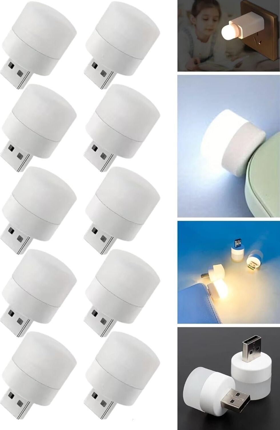 USB Mini Top LED 10’lu Aydınlatma Seti – Sıcak Renkli Gece Lambası, Enerji Tasarruflu Mikro LED Işıklar