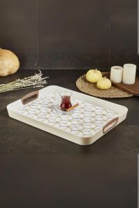 Dikdörtgen Baskılı Tepsi Kumsal 34 x 46 Cm, Kumsal