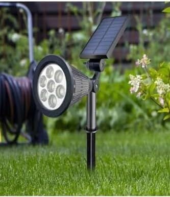 Solar Kazıklı Çim Armatür Cata 7W Güneş Enerjili LED Çim Lambası Bahçe Ağaç Aydınlatma Lambası (Yeşil Işık)