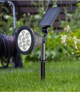 Solar Kazıklı Çim Armatür Cata 7W Güneş Enerjili LED Çim Lambası Bahçe Ağaç Aydınlatma Lambası (Yeşil Işık)