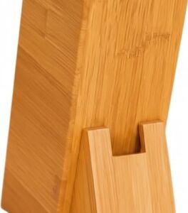 Bambu Ahşap Bıçak Standı – 220 mm Eğik Tasarım, Kaymaz Tabanlı, Çoklu Bıçak Yuvalı, Modern ve Doğal Mutfak Düzenleyici