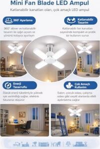 4 Kollu Katlanabilir LED Tavan Ampulü E27 Duy Uyumlu Yüksek Parlaklık Enerji Tasarruflu Modern Tavan Aydınlatma Armatürü Ev Ofis Yatak Odası Salon Için4 Kollu Katlanabilir LED Tavan Ampulü E27 Duy Uyu