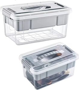 Büyük Boy Bölmeli Organizer Kutu 9 Litre - Şeffaf Tasarım Saklama Kabı - Ev Araba Saklama Kutusu - Ev Banyo Düzenleyici, Dolap Düzenleyici, Saklama, Kutu, Organizer