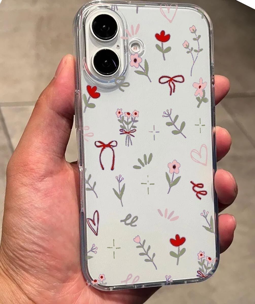 IPhone 16 Plus ile Uyumlu Şeffaf Kılıf - SFF01, Uv Baskılı Özel Tasarım, Darbe Emici, Silikon Telefon Kılıfı, Şeffaf Kapak, Ince Koruyucu (Flowersmagic)
